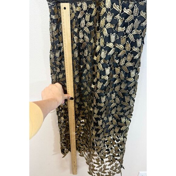 NWT Bardot Gold Leaf Halter Lace Sheath Night Out Holiday Cocktail Dress Women 6 - Picture 11 of 14